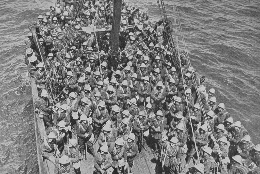Brtiish Troops Leaving SS Nile For The Landing Beach
