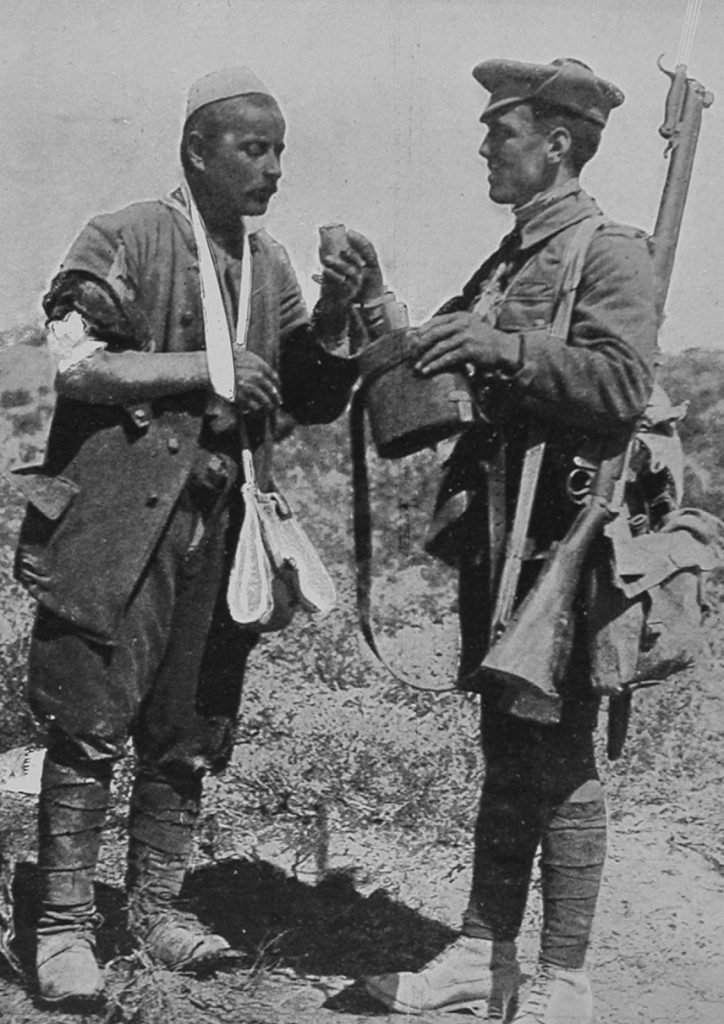 A Wounded Turkish Infantryman Having A Drink Of Water