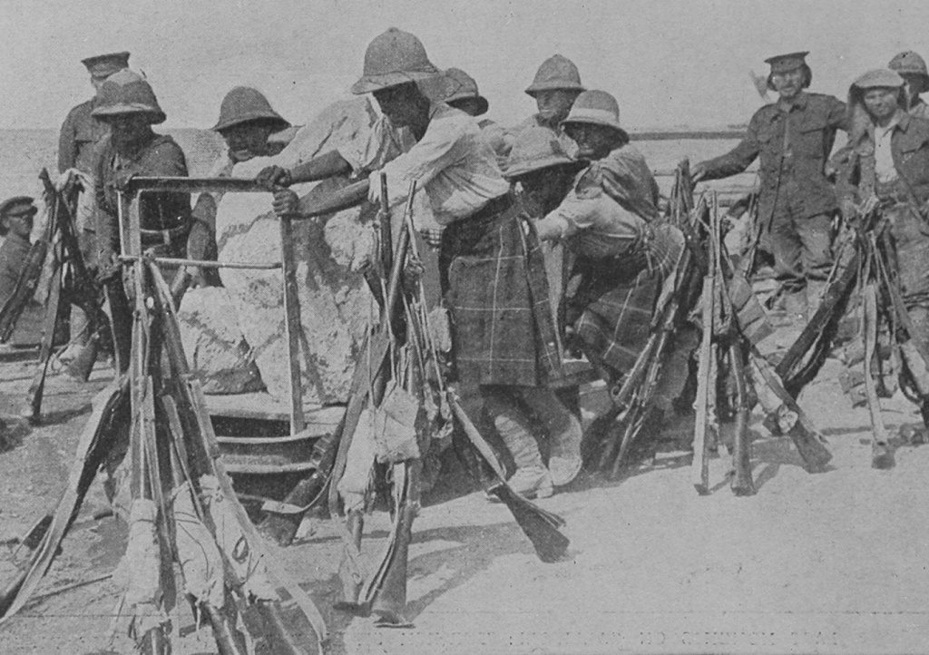 Highlanders Transporting Rocks During The Building Of A Breakwater At Cape Helles