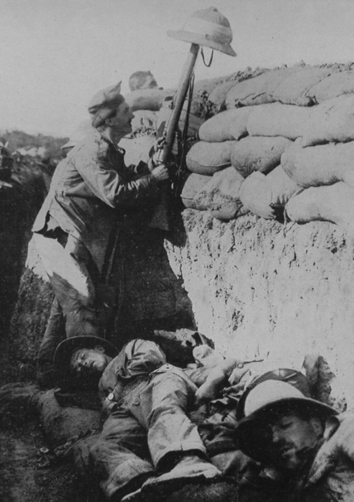 Irish Troops Teasing A Turkish Sniper In The Gallipoli Trenches