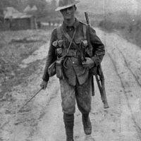 A Canadian Soldier Returning From The Trenches