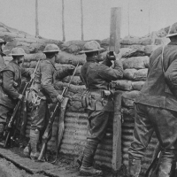 Canadian Infantry In The Trenches Ready To Repel An Attack