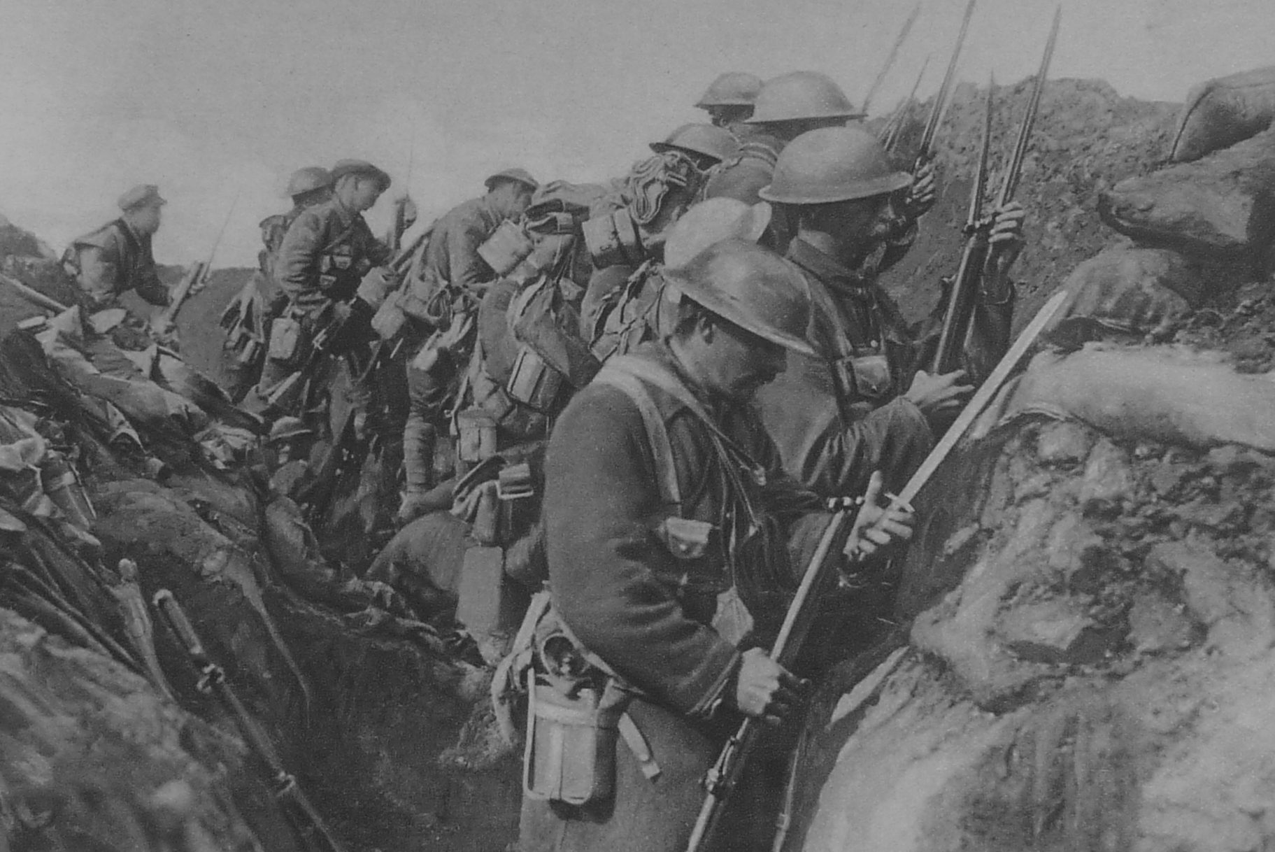 Canadian Soldiers Fix Bayonets In Readiness For A Charge On The Somme