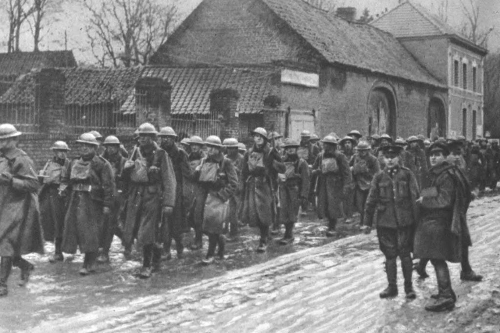 Canadian Soldiers In A village Near The Front Line