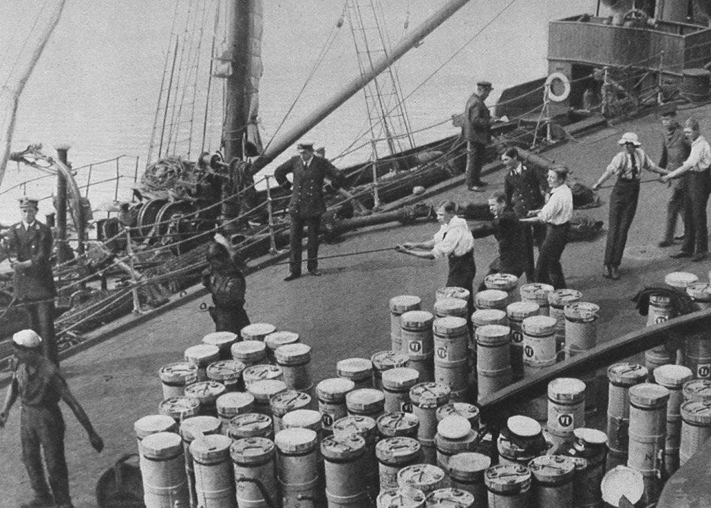 Taking Ammunition Aboard The Battle Ship Agamemnon For The Fighting In The Dardanelles